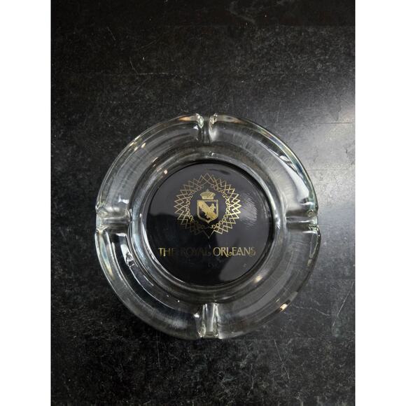 Vintage The Royal Orleans Hotel Glass Advertising Ashtray 4.5" 4-Post Design - Picture 2 of 5